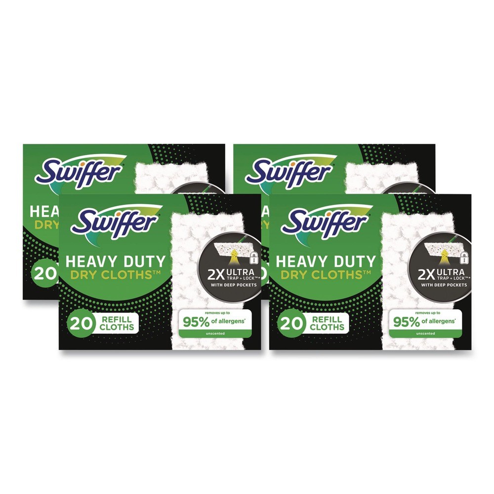 Swiffer 77197 10.3″ x 7.8″ Heavy-Duty Dry Refill Cloths – White (80/CT) New