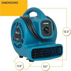 High Velocity 138W Air Mover with 4 Drying Positions for Efficient Ventilation