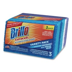 Brillo 21035 Estracell 4.5″ x 2.75″ Scrub Sponge – Blue/Purple/White (8/CT) New