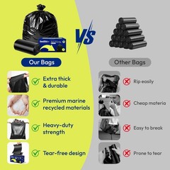 Heavy Duty Trash Bags 33 Gallon 30 Count, 1.0 Mil, Strong Black Garbage Bags,…