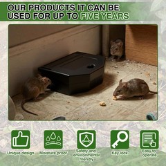 Mysora 12 Pack Reusable Mouse Bait Station with Lock and Keys Pet Black