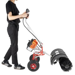 52cc 2 Stroke Gas Power Sweeper Broom Driveway Turf Grass Snow Cleaning Machine