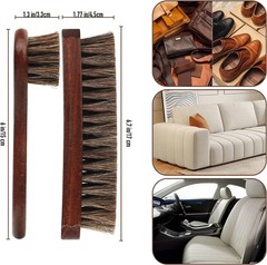 3-Piece 100% Horse Hair Shoe Brush Kit Premium Dauber Applicators Leather Care