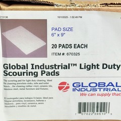 GLOBAL INDUSTRIAL (20 PACK) Light Duty Scouring Pads Sz 6″ X 9″ White 670325