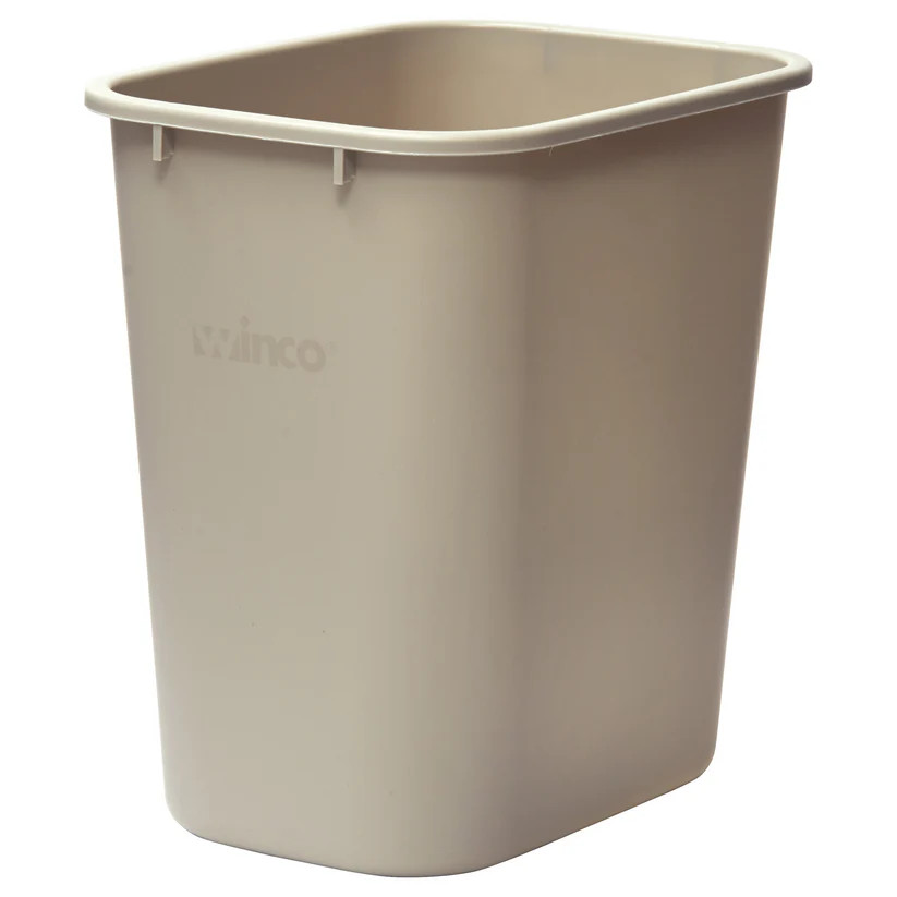 Janitorial Rectangular Waste Baskets Beige 28 Quart 14 5/8Wx10 1/4Dx15H Inch
