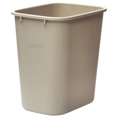 Janitorial Rectangular Waste Baskets Beige 28 Quart 14 5/8Wx10 1/4Dx15H Inch