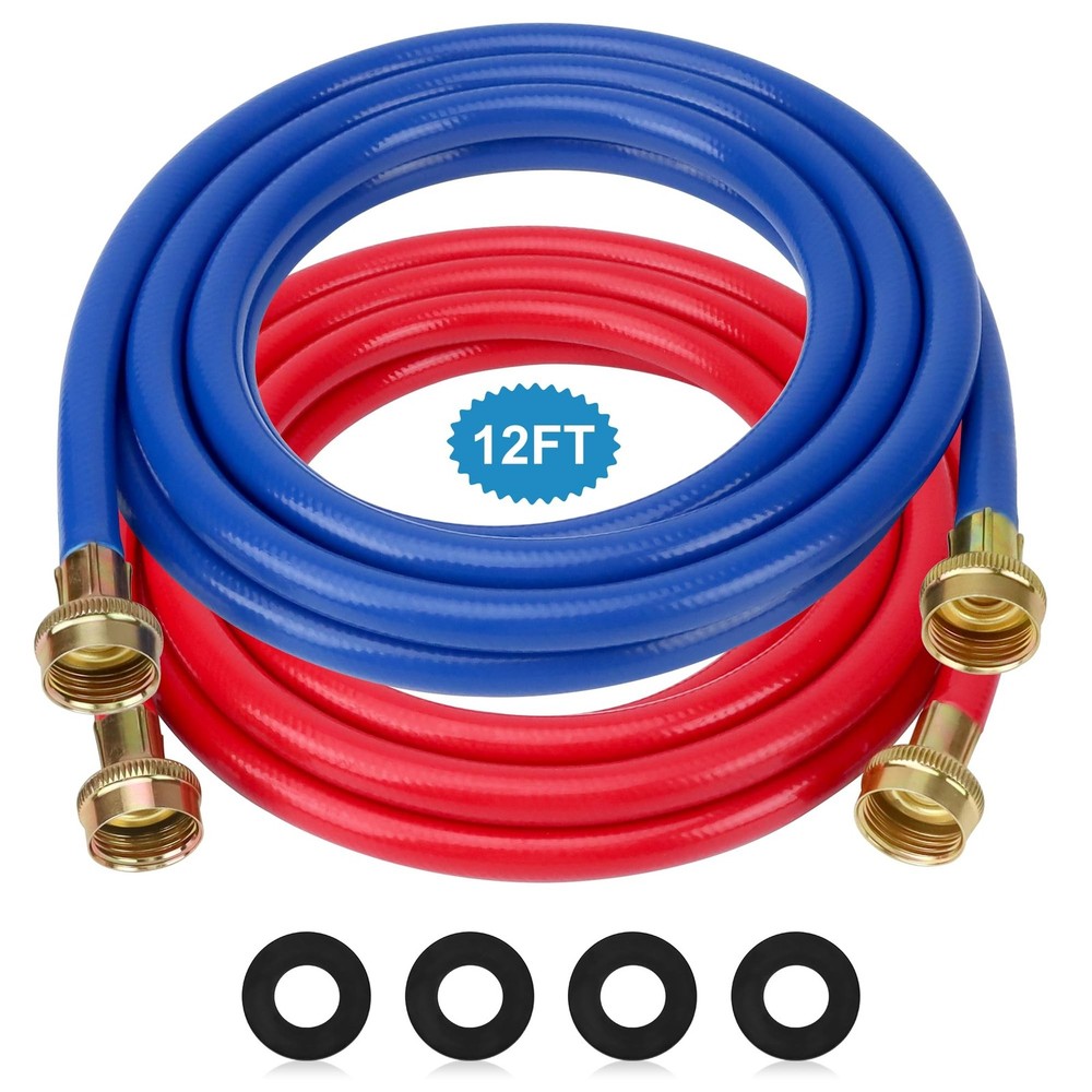 Washer Hose 12 Ft/12FT Rubber Washing Machine Hoses,Washer and Dryer Hose 3/4…