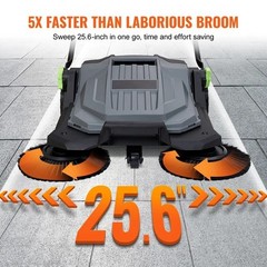 SucceBuy 25.6″ Walk Behind Floor Sweeper 5 Gal Commercial Adjustable – Free Ship