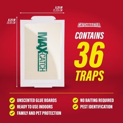 Catchmaster Max-Catch Mouse & Insect Glue Trap 36PK, 36 Pack, White