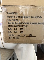 New- 31″ Wet Floor Yellow tri-pod bilingual cones with storage tubes