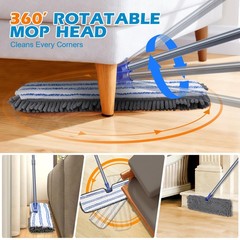Masthome Dual Sided Flip Mop, Wet Dry Microfiber 16.8 x 5.2 inches, Blue