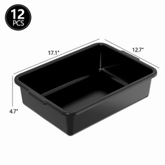 12Pack Commercial Bus Box/Utility Tub – Plastic Storage Bin Dish Basin, 13 Liter