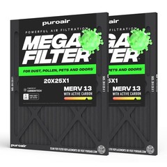 PuroAir MegaFilter – 20x25x1 Air Filter MERV 13 Activated CarbonTech Defense …