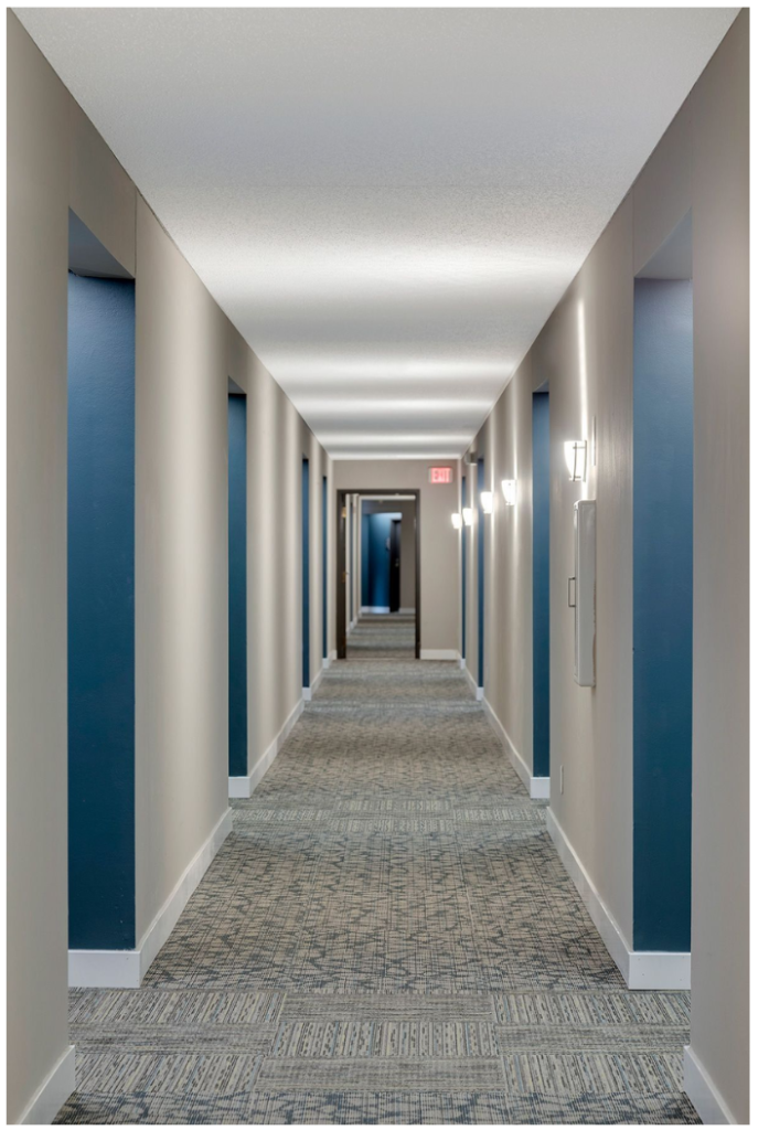 Clean hallway in a residential building.